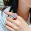 Exquisite And Fashionable Lady'S Dazzling Cherry-Pink Cubic Zirconia Ring - Elegant Cocktail Party Jewelry - Luxurious Gift