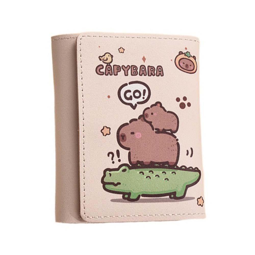 

Водонепроницаемый ПУ Трехсекционный Кошелек Большой Вместимости Мультяшный Кошелек для Монет Застежка-кнопка Кошелек Капибара Девочки Style 1