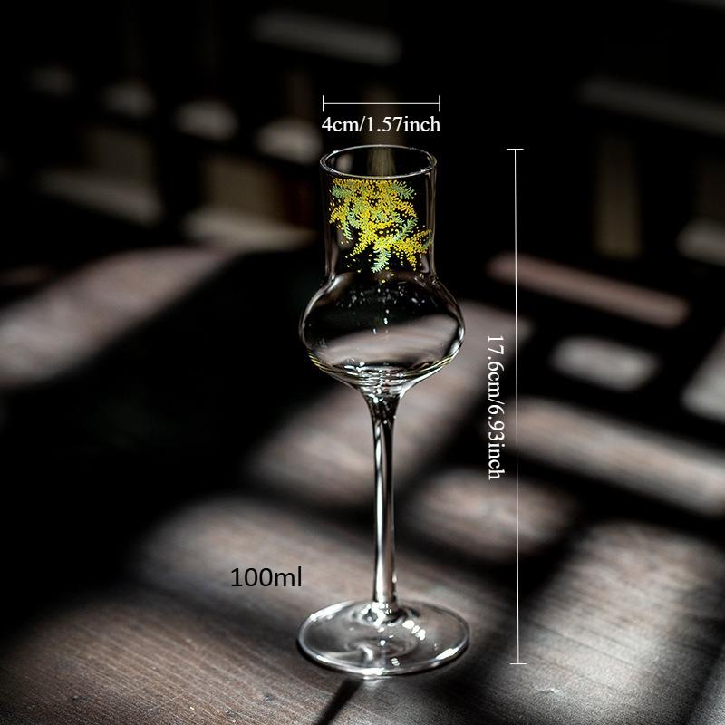 

Transparent Crystal Glass Tasting Cup with Floral Pattern High Footed Cup Goblet for Craft Beer Whiskey Home Bar Accessory Gifts 100ml