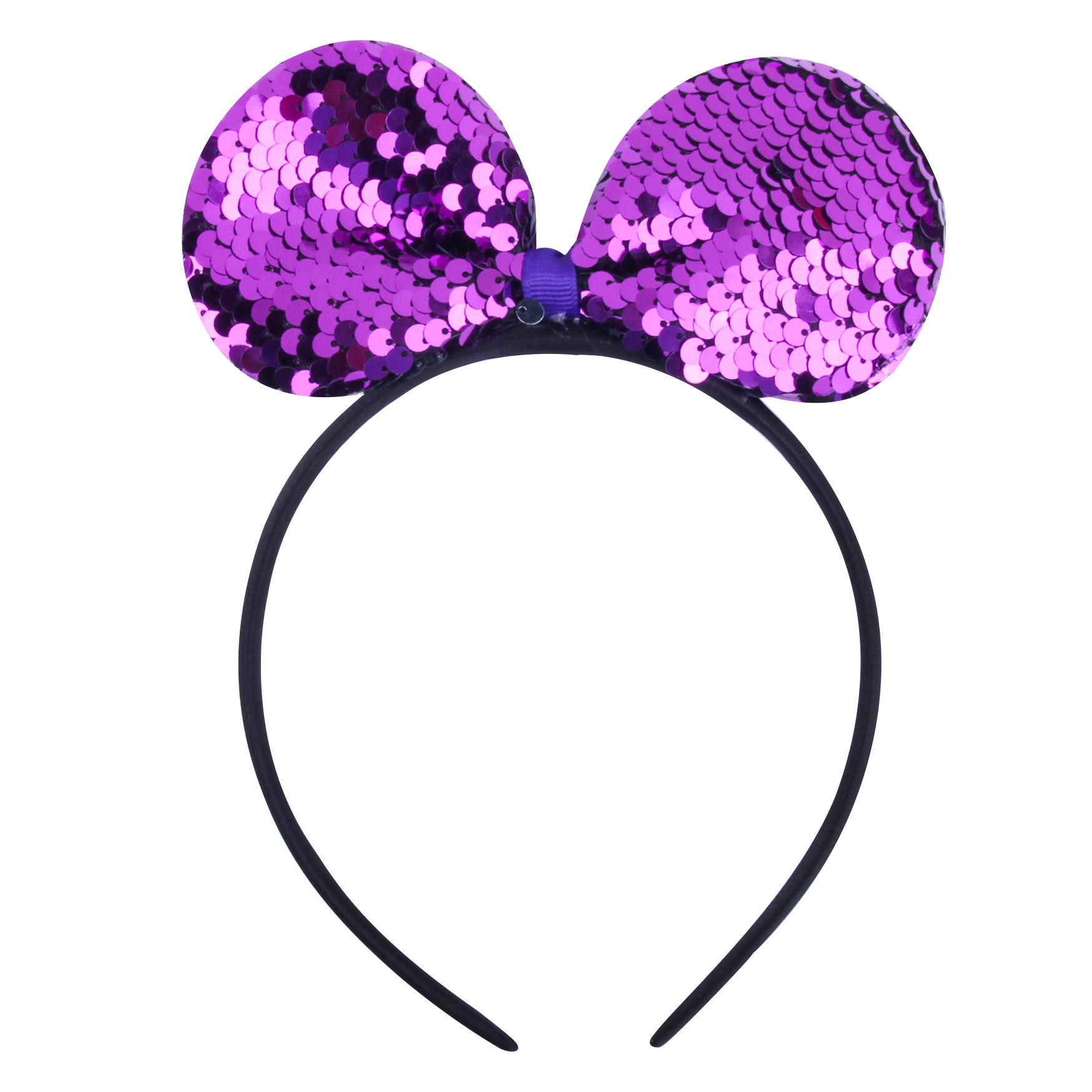 

Shiny Sequin Mouse Ear Headband Cute Hair Hoop for Girls & Women Theme Birthday Party Accessory