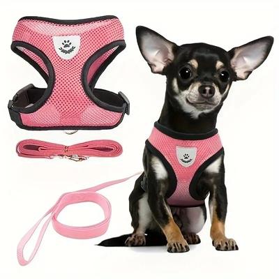 Kattenharnas Vest Wandelleidlijn Leash Voor Puppy Honden Halsband Polyester Verstelbaar Mesh Hondenharnas Voor Kleine Middelgrote Huisdieraccessoires