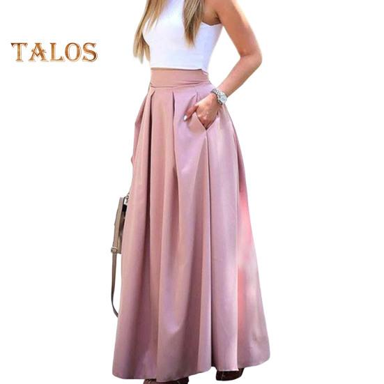 

Жіноча максі-спідниця з високою талією, дихаюча, з великим поділом, довга спідниця з кишенями, стильна вечірка для схуднення M