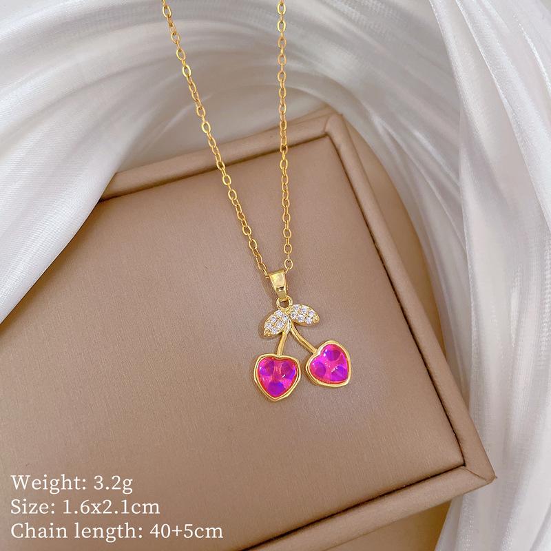 Traje de Amor Colorido Ainda é de Luxo Leve Temperamento Deslumbrante Colar Totalmente Cravejado Corrente de Clavícula Versátil Feminina Aço Titânio