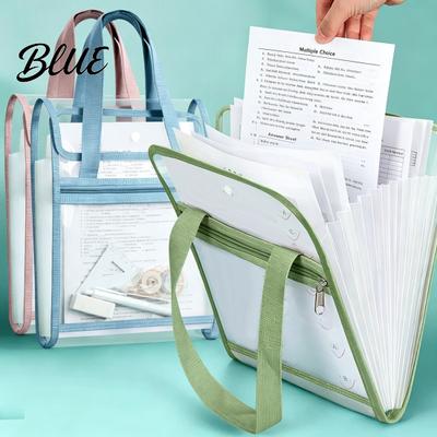 Multi-layer File Organizer for Office Document Bag with 13 Pockets Large Capacity Double Layer Portable Organizer Transparent PVC A4 Paper