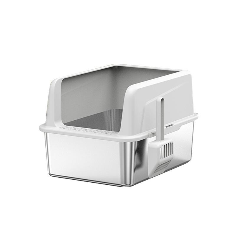 Top Entry Stainless Steel Cat Litter Box Extra Large With High Sides Leak Proof Detachable Easy Clean Pet Toilet Cross Border