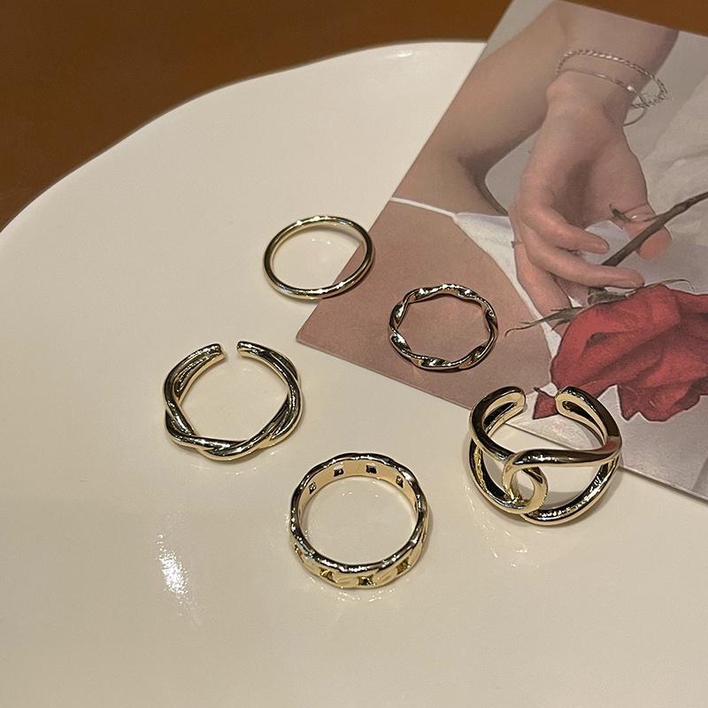 Mode Vintage Gold Ringe Set Twist Hohl Kreuz Ring für Frauen Schmuck Zubehör