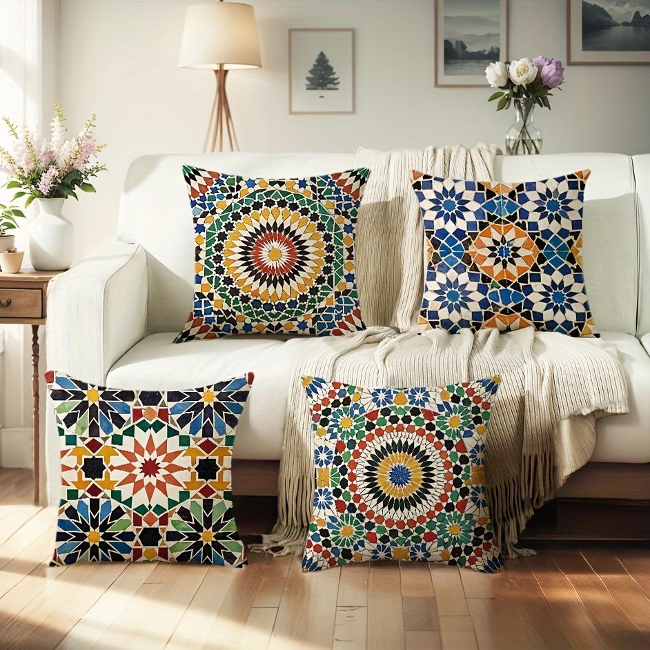 Colorful Mosaic Pattern Pillow CoversLiving room sofa cushion cover, soft and comfortable, bedroom room decoration
