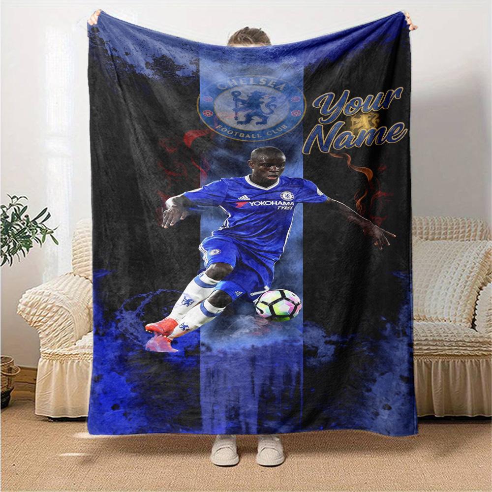 Chelsea Fc Football Player Personalized Text Blanket Gift Personalized Blanket Ultra-Soft Suitable for Bed Chair Living Room Bedding All-Season Use