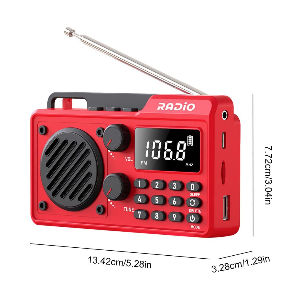 Pocket Radio Wireless BT Speaker Battery Operated Radio Support TF Card U Disk Earphone Sleep Timer for Indoor Outdoor Travel