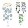 Wind Chime for Outside Ocean Theme Hanging Butterfly Windchime with Round Shells for Patio Garden Decor Gifts for Women Mom Wife