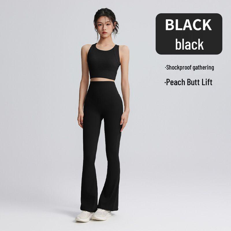 Women s Sleeveless Sports Bra & High-Waisted Flare Yoga Pants Set - Quick-Dry & Breathable