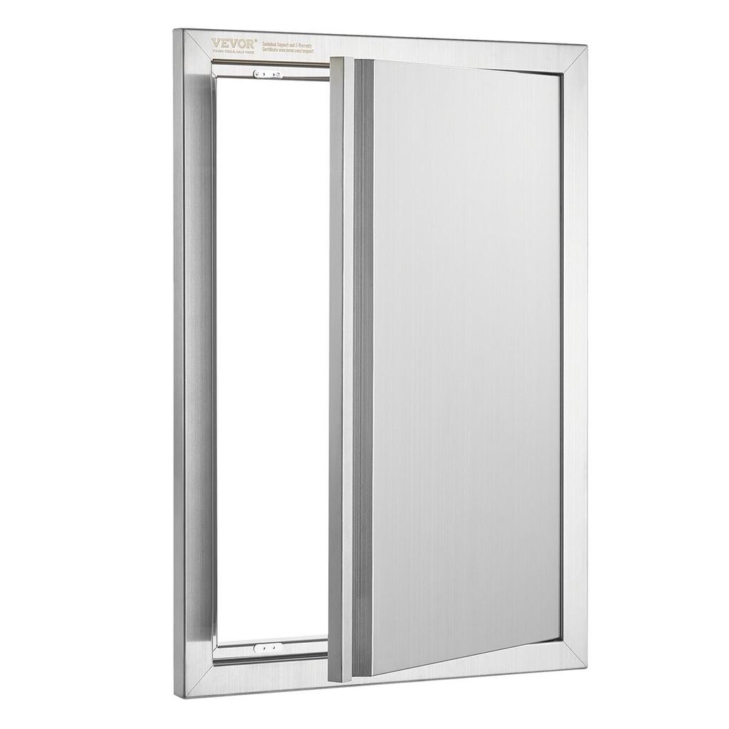 BBQ Access Door, 432x610 mm Single Outdoor Kitchen Door, Stainless Steel Flush Mount Door, Wall Vertical Door with Recessed Handle, for BBQ Island,