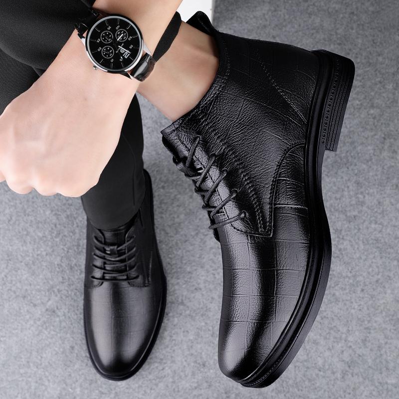 High Quality Lace-Up Male Ankle Boots Fashion Warm Plush Fur Winter Footwear Comfy Snow Shoes Genuine Leather Mens Chelsea Boots