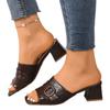 Womens Style Square Toe Pu Flat Slide Sandals Summer Casual Comfortable For Beach Walks