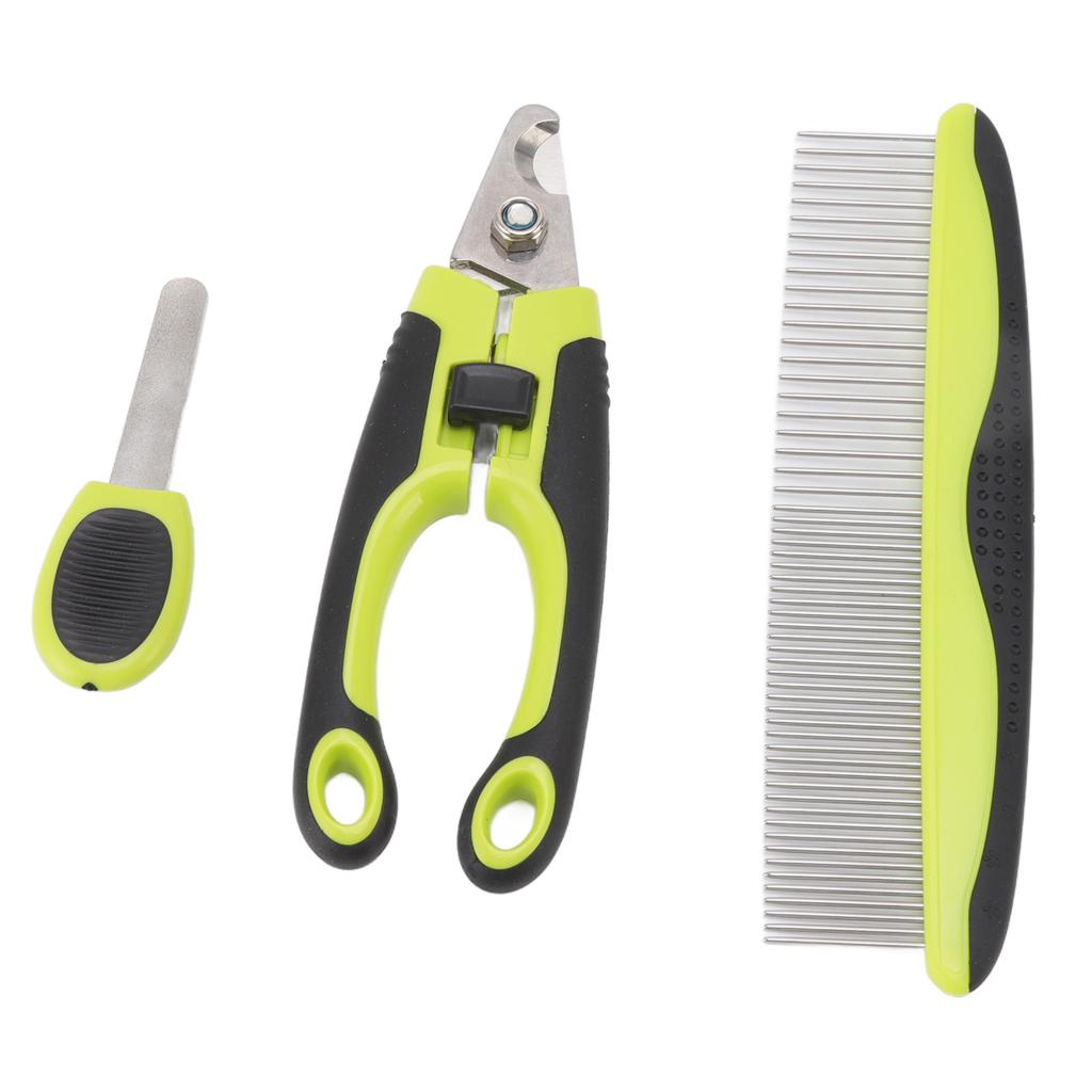 Haustierpflege-Set Edelstahl Ergonomischer Haustierkamm Hunde-Nagelknipser und Trimmer-Set mit Feile für Katzen Hunde