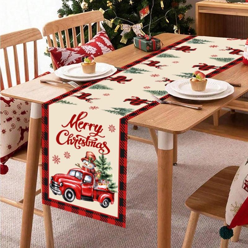 Christmas Elk Table Runner Christmas Decorations For Home 2026 Navidad Natal Xmas Table Decor Gifts Happy New Year Tablecloth