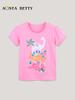 European Style Girls' Short-Sleeve Animal Print Knit Top