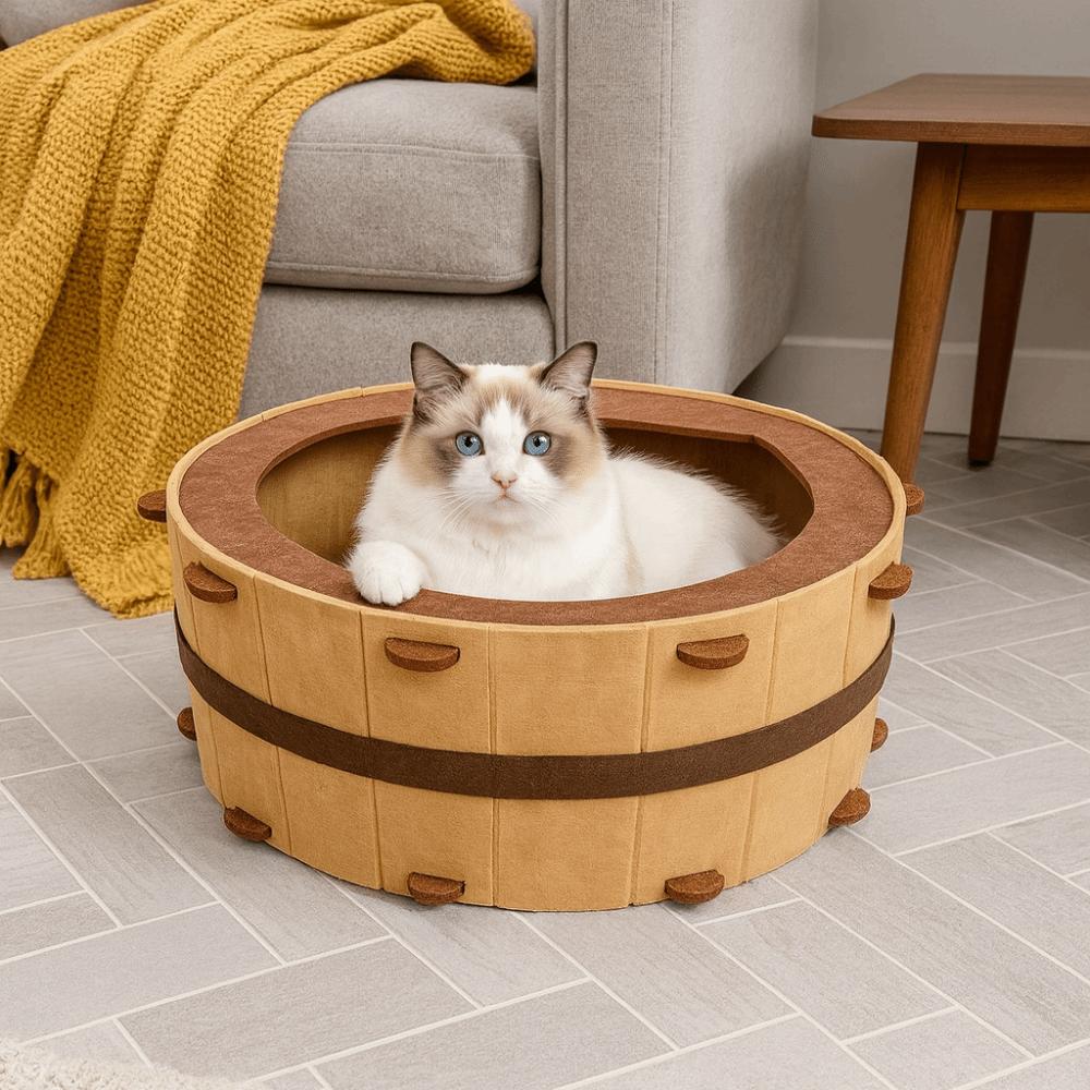 Verschleißfest Badewanne Katzenhaus Halbgeschlossenes Katzenwaschbecken Nest Katzenbett Höhle Schlafen