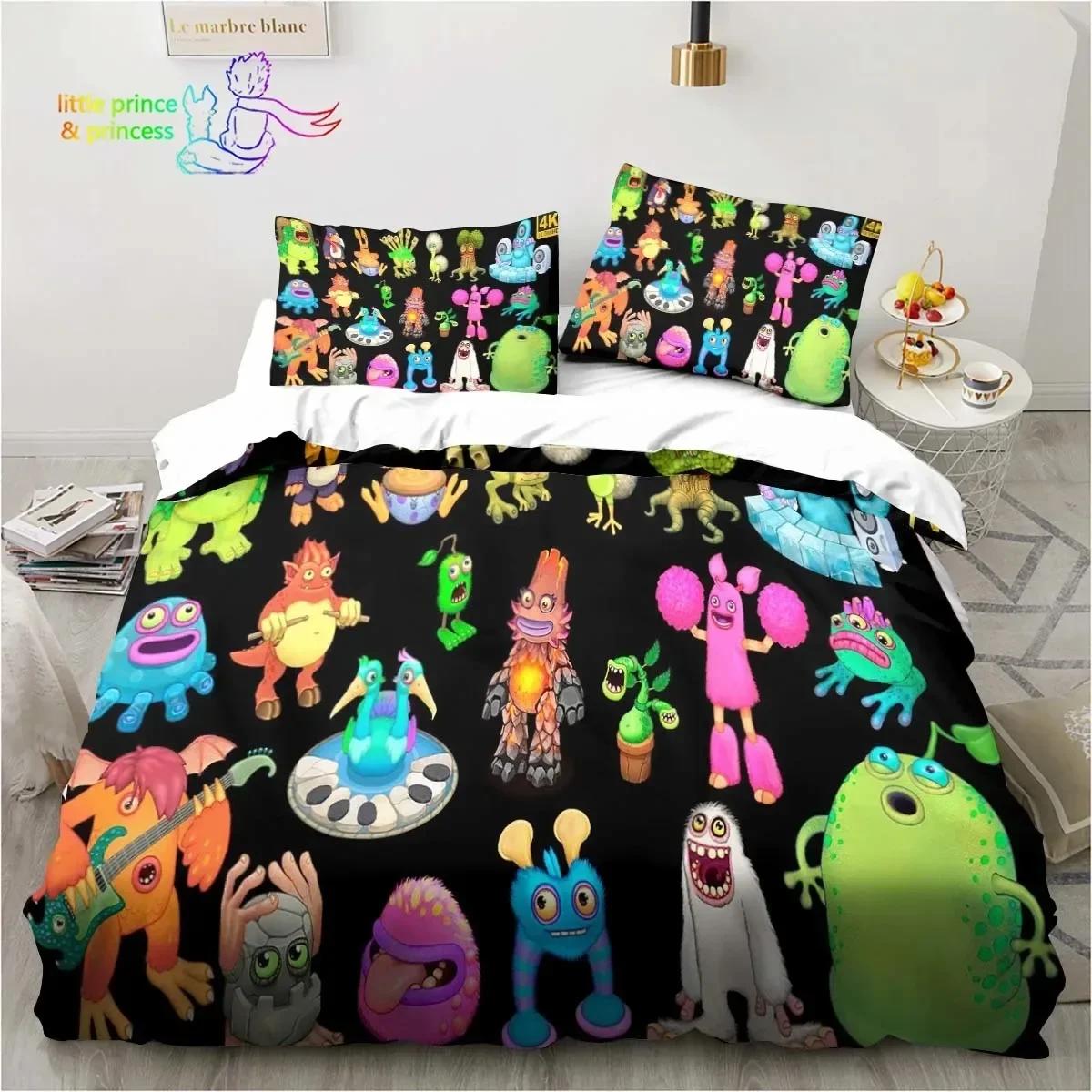 

3D Print My Game Singing Monsters Printed Bed Set Duvet Cover Pillowcase Bedding Set Bed Linen Sheet Quilt Cover Queen King Size 70x133cm 2pcs