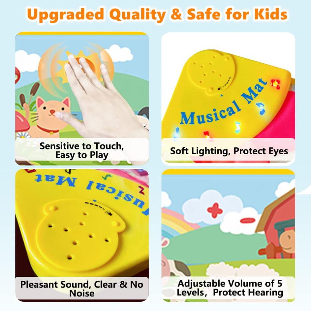 Lobyoh Music Piano Mat for Kids with 5 Modes, 8 Animals, Musical Dance Mat Children Keyboard Play Mat Gifts for Baby Boys Girls