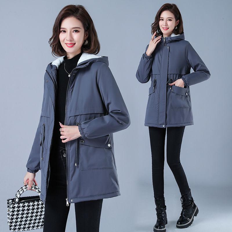 Plus-size Suit Plaid Woolen Jacket Autumn Winter Thicken Slim Long-sleeved Outwear Women's All-match Brushed Coat M-3XL