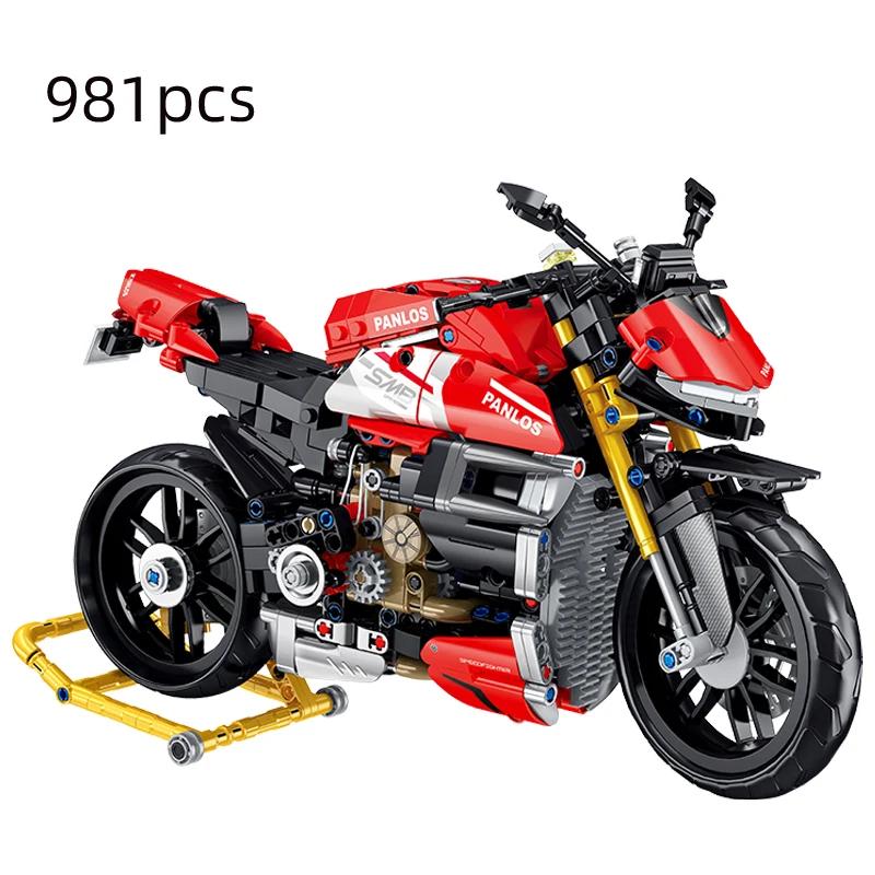 Technický model motocyklu, motorky, auta, stavebnice, závodní motorka, vozidla, kostky, hračky pro děti, dárky