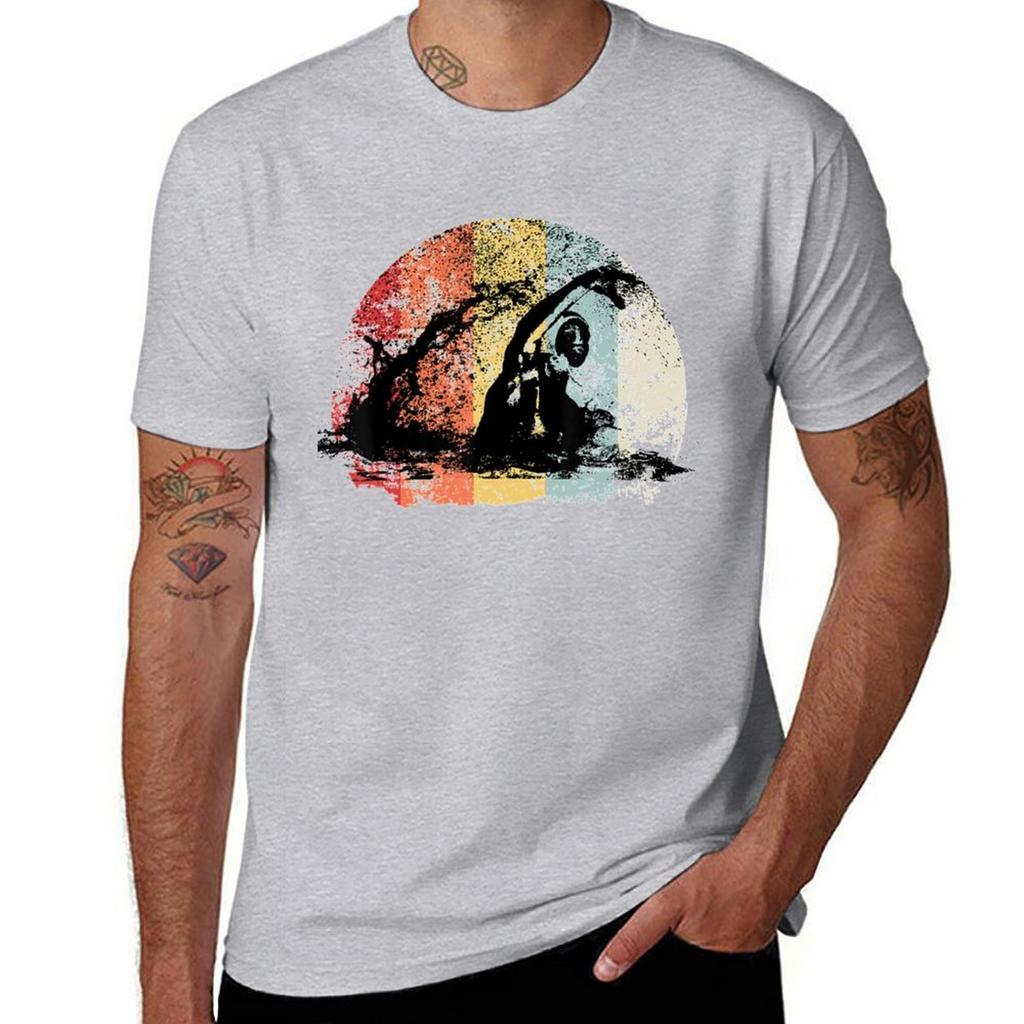 Retro Water Polo Vintage Waterpolo Player Sunset T-Shirt Cute Tops Hippie Clothes Quick Drying T-shirts for Men Cotton