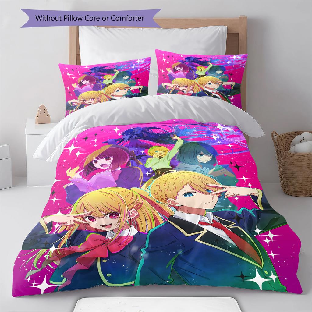 Cartoon Pattern Bedding Quilt Set Quilt Cover Pillowcase Home Decoration Birthday Gift (1 * Duvet Cover + 2 * Pillowcase, Without Core)