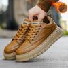PARZIVAL  Winter Men Sneakers Short Plush Warm Sports Shoes Man Platform Shoes Tennis Vulcanized Shoes Leather Casual Shoes