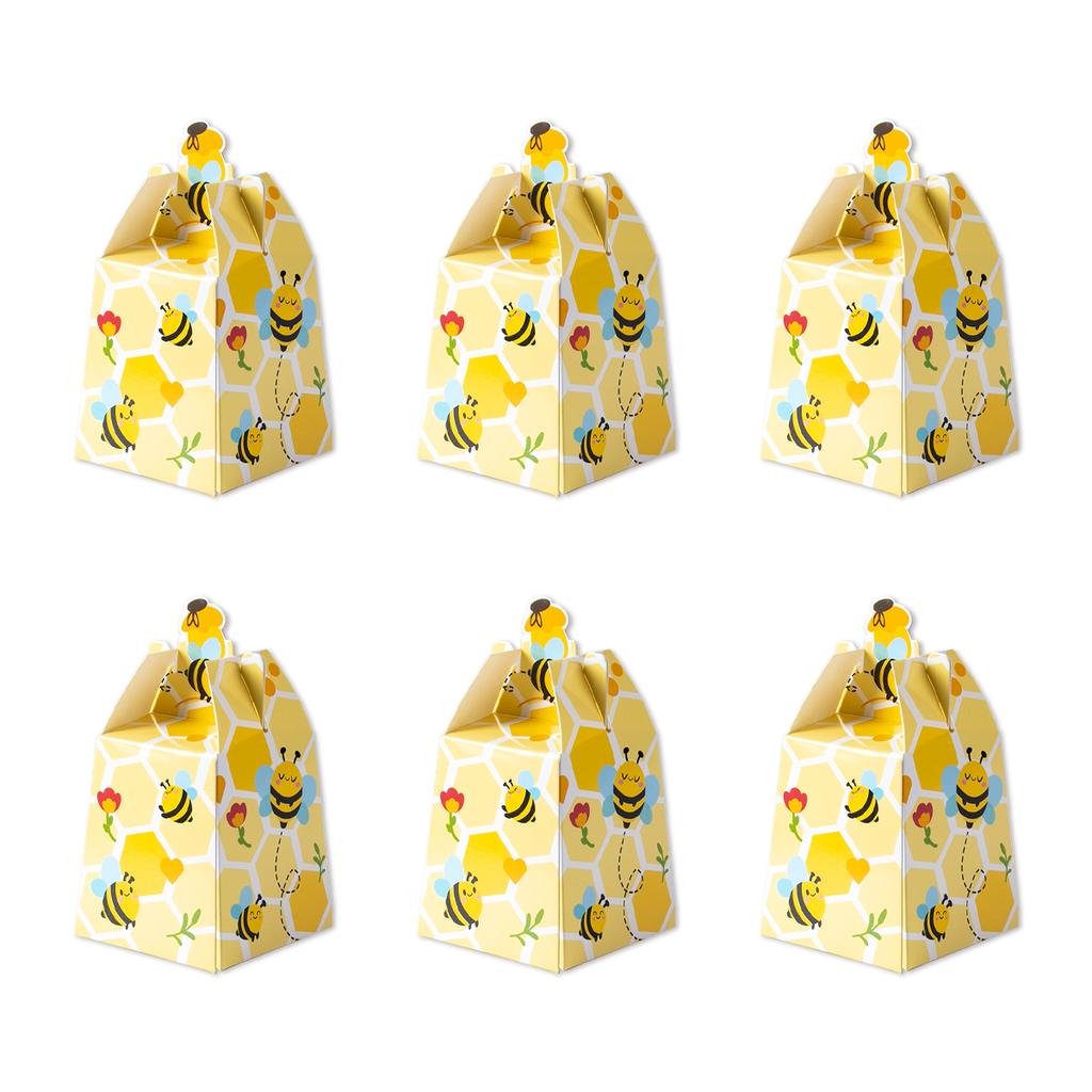 10/20pcs Paper Bee Favors Candy Boxes Gifts Box with White Ribbons for Kid Bee Birthday Party Baby Shower Wedding Party Supplies