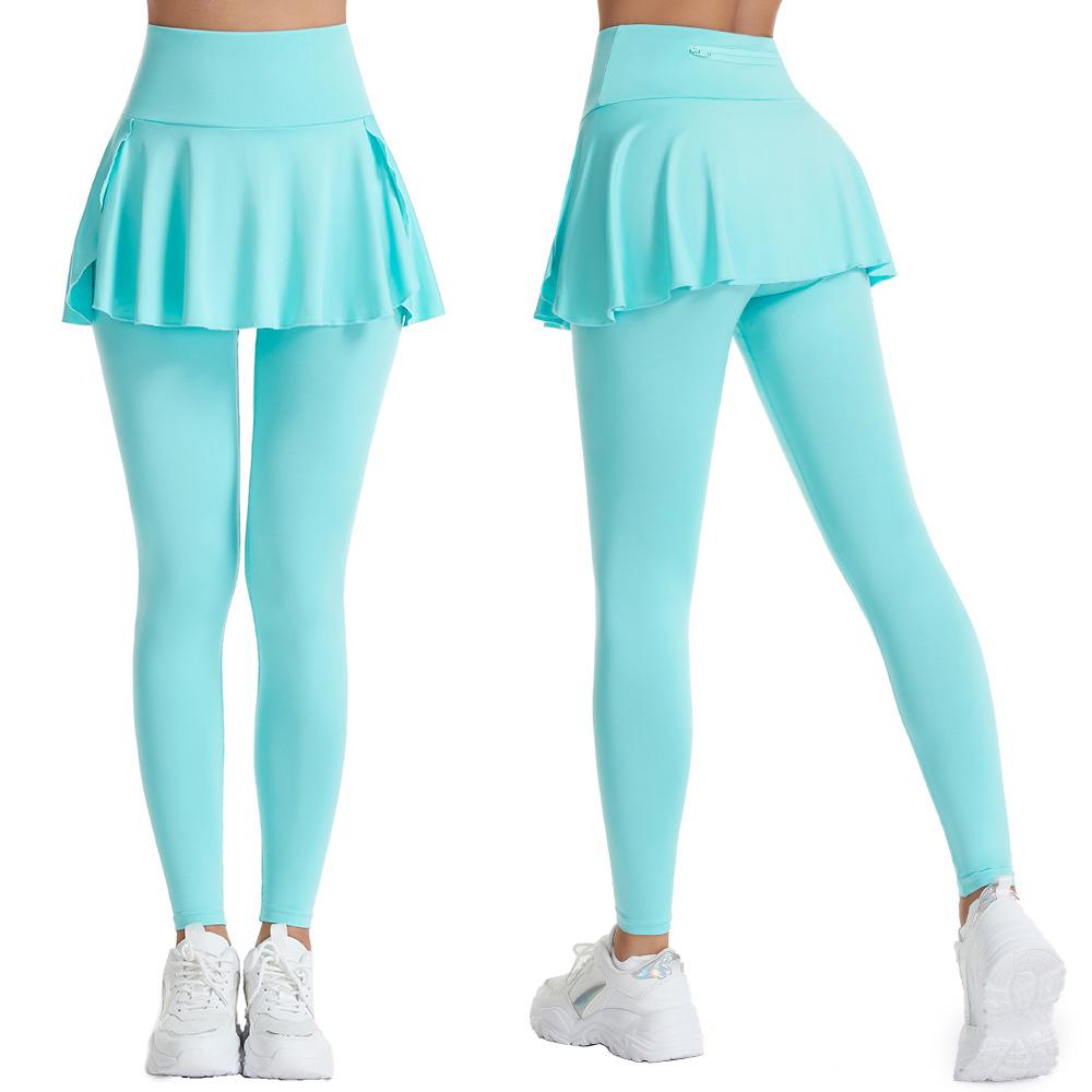 Women's 2-in-1 Skirted Leggings with Pocket High Waist Tennis Golf Running Skort Leggings Sports Dresses