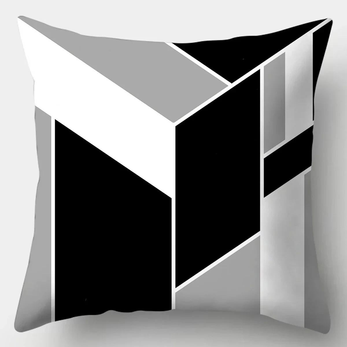 

Black White Modern Style Cushion Cover 45x45cm Polyester Decorative Pillow Cover Living Room Bedroom Sofa Bed Pillow Case 16x16Inch