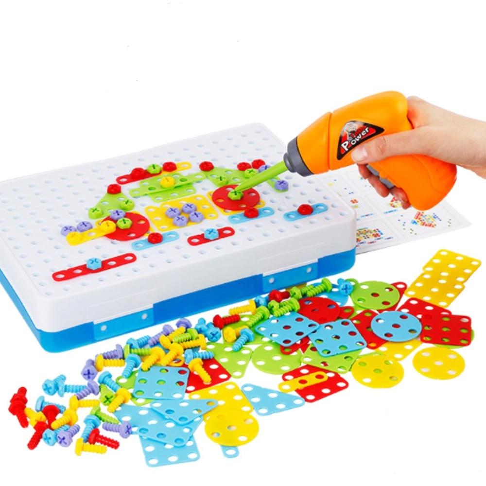 STEM Educational Interactive Toy, 237 Pcs ABS Building Blocks Set with Electric Drill for 2D/3D Engineering Construction, Portable Storage Case