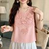 ZANZEA Women Floral Lace Splice Casual Sleeveless Vest Tops