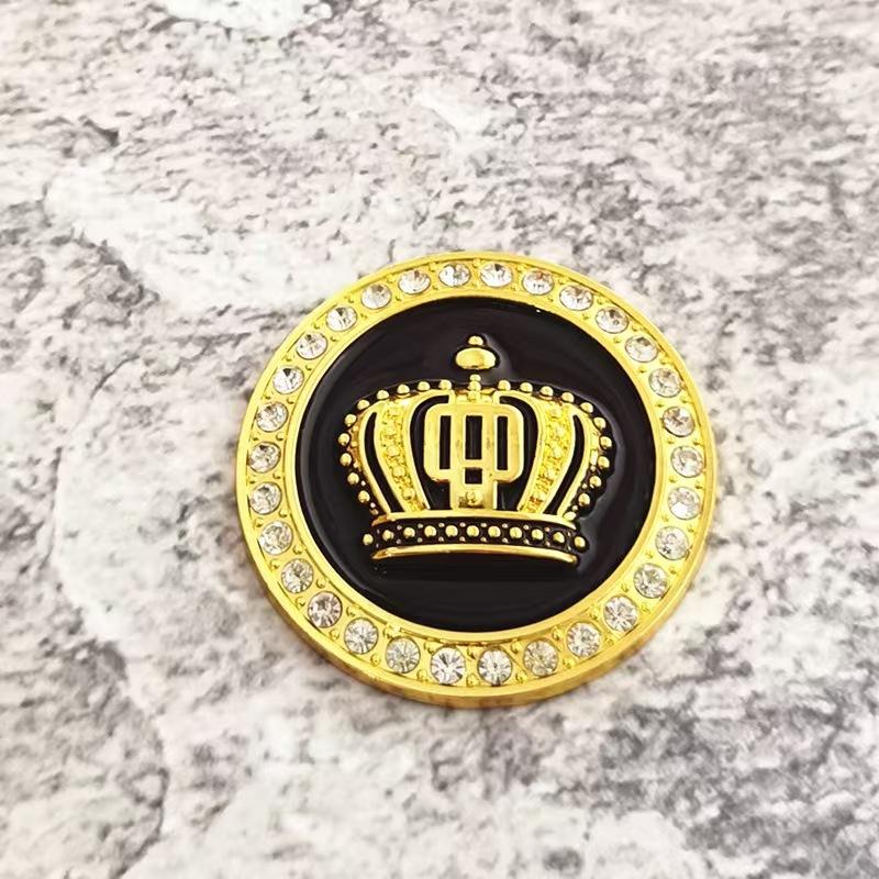 Car Modification Metal Crown Sticker 3D Inlaid Diamond Car Sticker Round Crown Car Body Side Sticker Tail Sticker