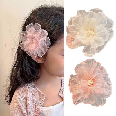 Hairpin Glitter Mesh Yarn Multi-Layered Flowers Decor Hair Clip Fairy Princess Style Hair Accessories
