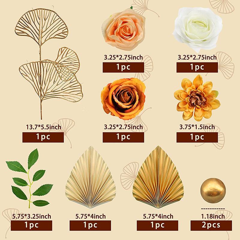 1Set Golden Palm Leaf Decoration Flower For Cake Topper Paper Birthday Happy Party Cake Golden Palm Baking Cakes Decor Bohemian