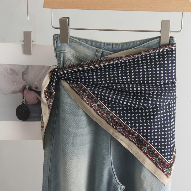 High-End Retro Tie-Dye Triangular Binder Headcloth Women's Spring and Summer New Niche Fashion All-Matching Scarf Jeans Belt