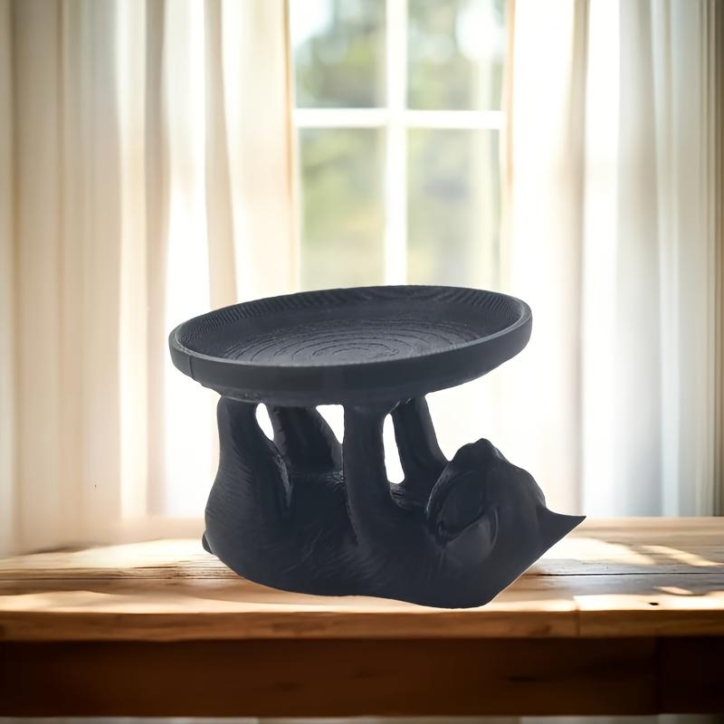 Multifunctional Cat Tray Ornament, Black Cat Lifting-Style Storage Decoration, Round Disk Storage Design, Suitable for Dorm Decor, Creative Display