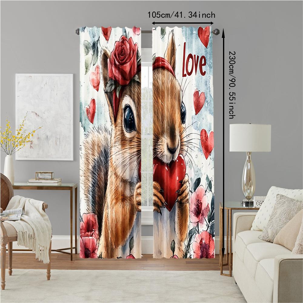 2 Pcs, Versatile Polyester Transparent Curtains for Home Decoration Valentine'S Day Love1 for Use In Bedrooms and Living Rooms