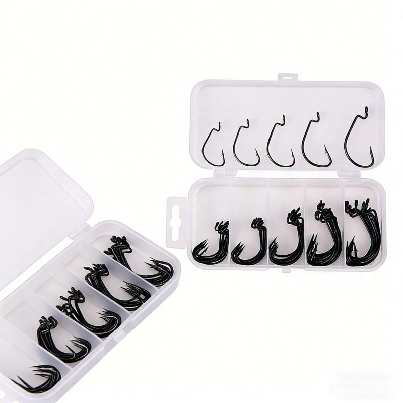 Lure Bait Set51Packaged Soft Bait Fishing Hook Box Wide Belly Curved Hook Fishing Gear Accessories Fishing Supplies