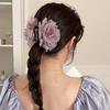 Hair Claw Mesh Yarn Texture 3D Flower Design Large Shark Hair Clip Versatile Daily Date Hair Accessory