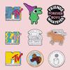 Cute Animal-Shaped Metal Badge Set with Funny English Letters 