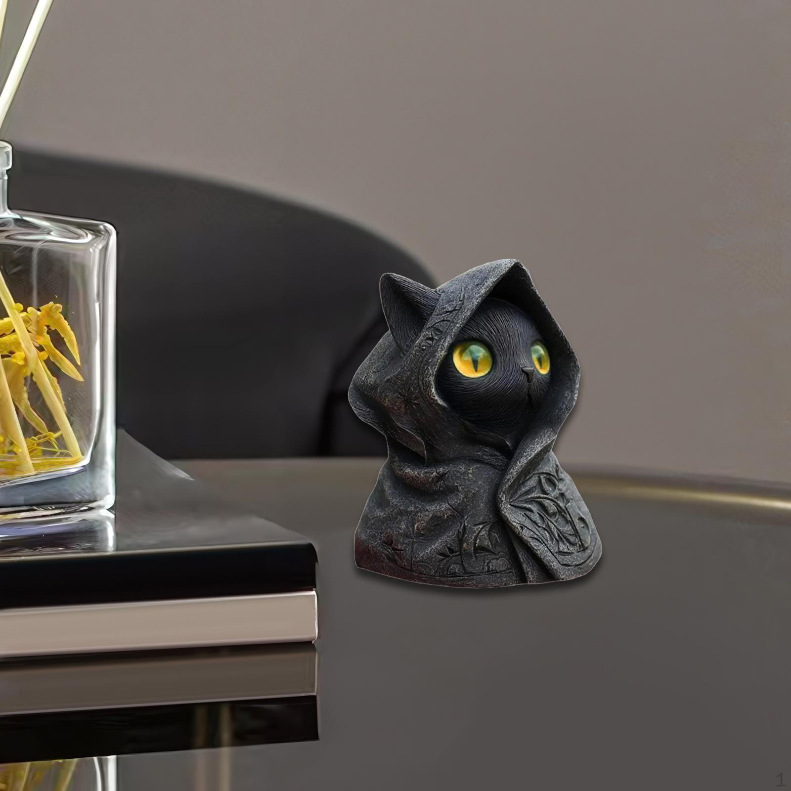

Фигурка кошки Статуэтка Пальто Скульптура животного для вечеринки Книжная полка Дом Стол Yellow Eyes