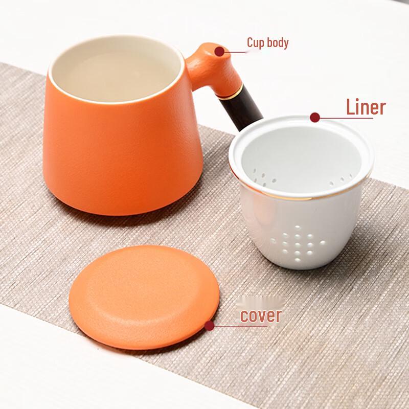 Jinge Ruyi Persimmon Ceramic Teacup & Caddy Gift Set