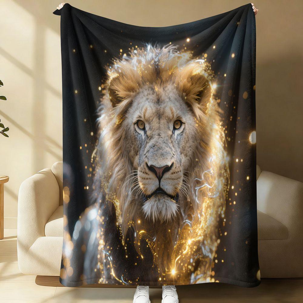 Lion Print Blanket Flannel Blanket Soft Throw Blanket For Sofa Bed Home Decor Creative Gift Blanket For Kids Adults