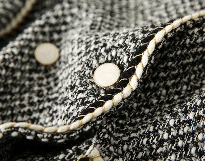 Elegant French Wool-Blend Tweed Double-Breasted Jacket for Women