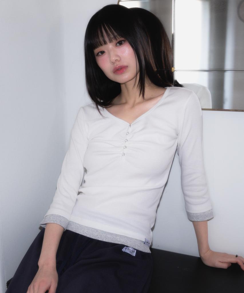 ROSEFRANTZ Shirring Button Layered Long Sleeve [Ivory]