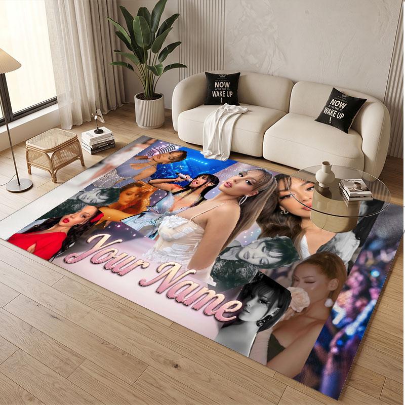 Custom Name Crystal Velvet Rug,Ayliva Comfortable Anti Slip Floor Mat For Room Decoration