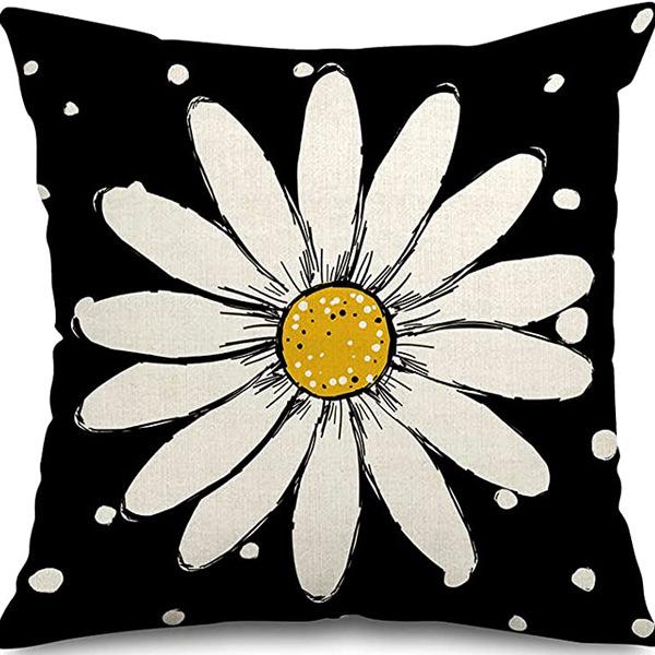 Year Daisy Flower Linen Pillow Case Home Decor Hydrangea Sofa Pillow Cushion